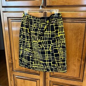 Carlisle Yellow and Black Geometric Pencil Skirt